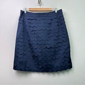 Jaclyn Smith Navy Blue Scalloped Tiered A-line Skirt Size 10